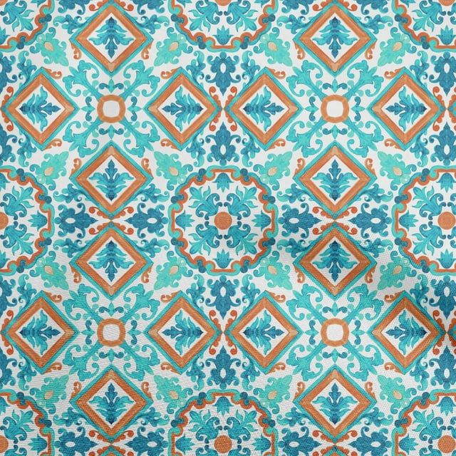 oneOone Rayon Teal Green Fabric Block Craft Projects Decor Fabric Printed By The Yard 56 Inch Wide-U4