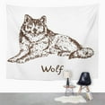 thumbnail image 2 of UFAEZU Gray Wolf Timber Western Doodle Sketch in Pop Wall Art Hanging Tapestry Home Decor for Living Room Bedroom Dorm 51x60 inch, 2 of 2