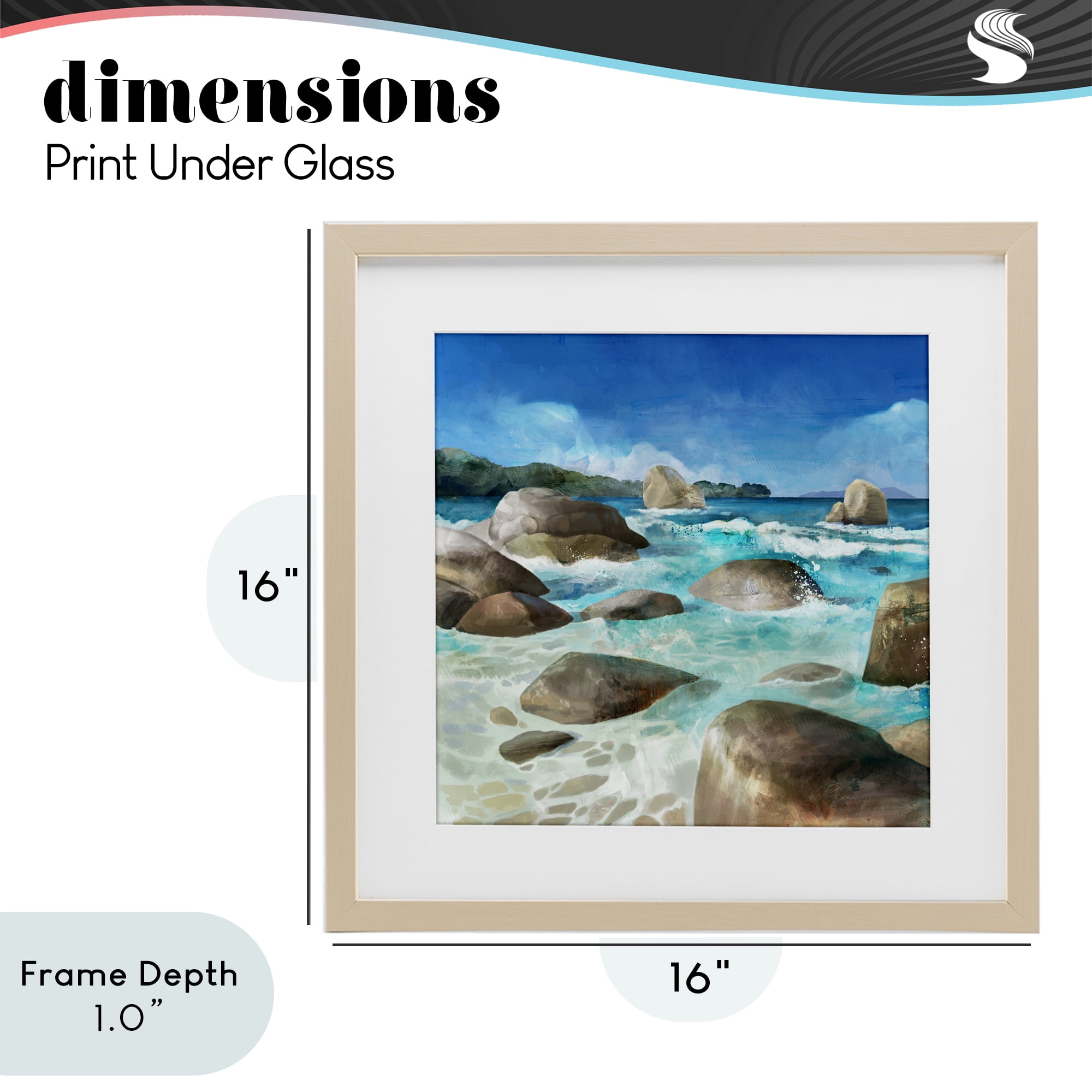 Stupell Industries Low Tide Rocks on Shore Birch Framed Print Under Glass, design by Mauro Devereaux