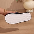 thumbnail image 4 of Women Corduroy Fuzzy Thong Open Toe Slide House Slippers Black 9-9.5, 4 of 9