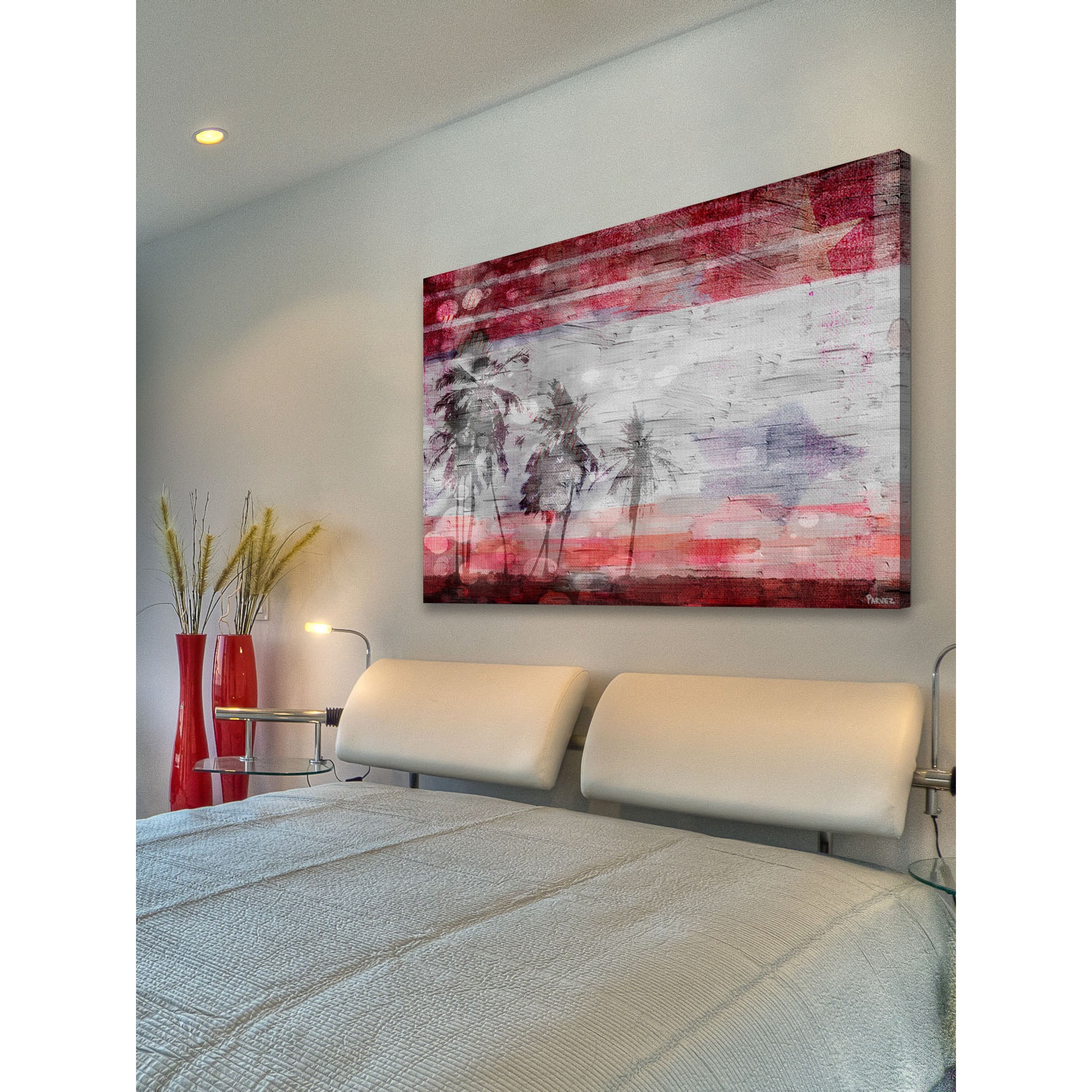 Parvez Michel Inc Parvez Taj - "Patriotic Palms" Print on Canvas - Multi-color