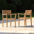 thumbnail image 2 of GZXS Classic Outdoor Dining Chair Set of 2, Solid Acacia Wood Armchairs with Slatted Back and Seat, Rustic Patio Seating for Porch or Backyard (Teak), 2 of 10
