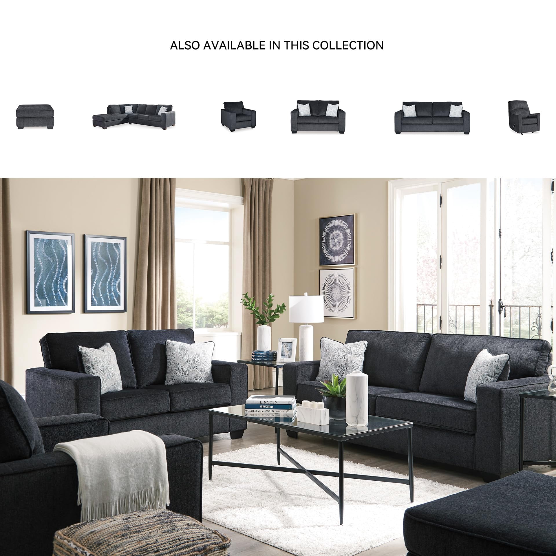 Ashley Furniture Polyester Signature Design Altari Sofa with Pillow, Slate