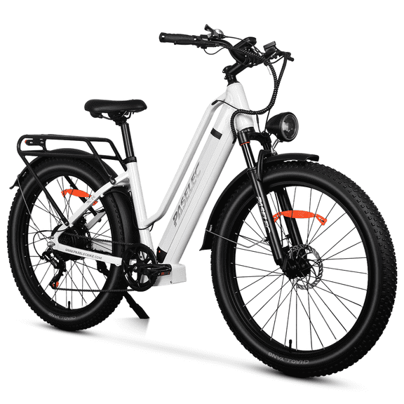 PASELEC 27.5" x 3" Fat Tire Electric Commuter Bike for Adults, Peak 1300W Ebike, 48V 15.6Ah Built-In Battery, 5 Riding Modes, 70 Miles Long Range, LCD, Lockable Front Suspension, UL2849