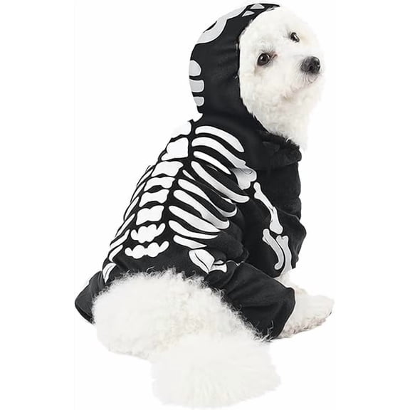 Joyfy Pet Dog Skeleton Hoodie Costume, Halloween Costume for Dogs with Plush Skeleton Design for Party and Outdoor Play,X-Large