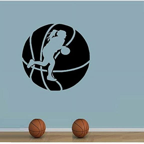 Decal ~ BASKETBALL GIRL (Girl in Ball) #1 ~ WALL DECAL, 22" X 22"