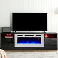 thumbnail image 4 of Merluxy Fireplace TV Stand with 36" Electric Fireplace, LED TV Stand for TVs up to 70", Black&White, 4 of 7