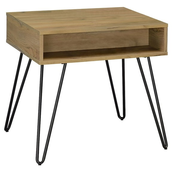 Plethoria Home Golden Oak and Black End Table