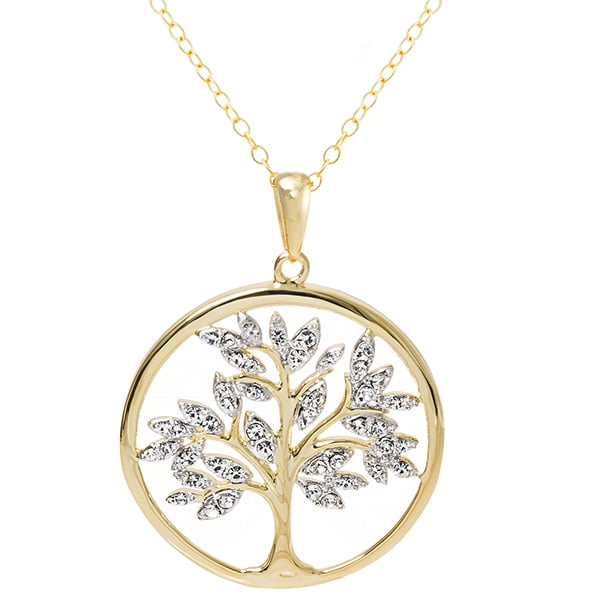 Brilliance - Sterling Silver 18KT Gold Plated Crystal Tree of Life ...
