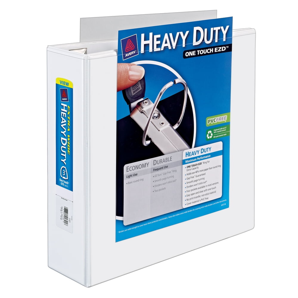 Avery HeavyDuty View Extra Wide Binder, 3" EZD Rings, White Walmart