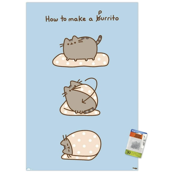 Pusheen - Purrito Wall Poster with Pushpins, 22.375" x 34"