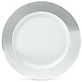 thumbnail image 3 of OCCASIONS 240 Pieces Pack,(120 Guests) Heavyweight Premium Wedding Party Disposable Plastic Plates Set -120 x 10.5'' Dinner + 120 x 7.5'' Salad / Dessert (Diamond White & Silver), 3 of 6