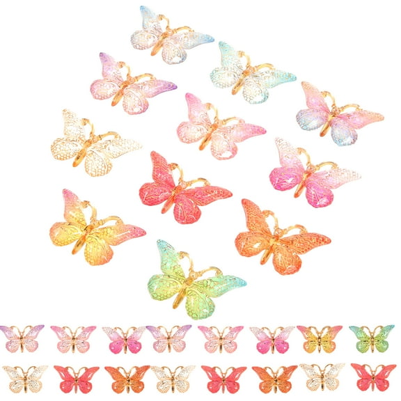 MEIBUTYUP Assorted Color Butterfly Charms for Jewelry Making 50 Pieces Cute Craft Supplies