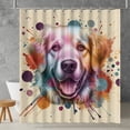 thumbnail image 2 of Golden Retriever Portrait Watercolor Vintage Retro Styles Shower Curtain Goldens Dog Lover Gifts Idea Waterproof Bathroom Bathtub Curtain - 00001, 2 of 5