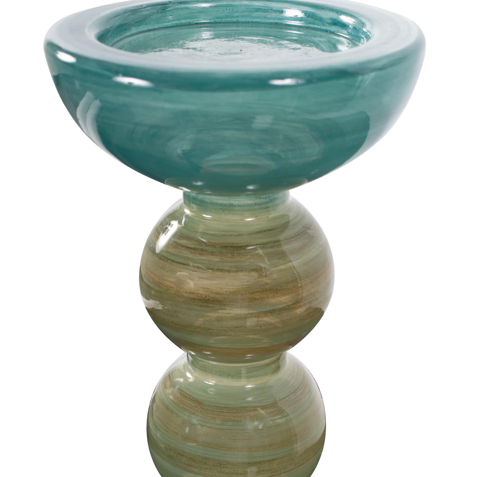 Capri Stripe Glass Candle Holder- Tall