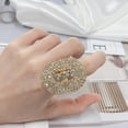 thumbnail image 3 of Sparkly Rhinestone Oval Rings for Women Adjustable Cocktail Statement Ring Pave Cubic Zirconia Crystal Chunky Geometry Open Wrap Knuckle Stacking Ring Promise Minimalist Fashion Jewelry for Her, 3 of 12