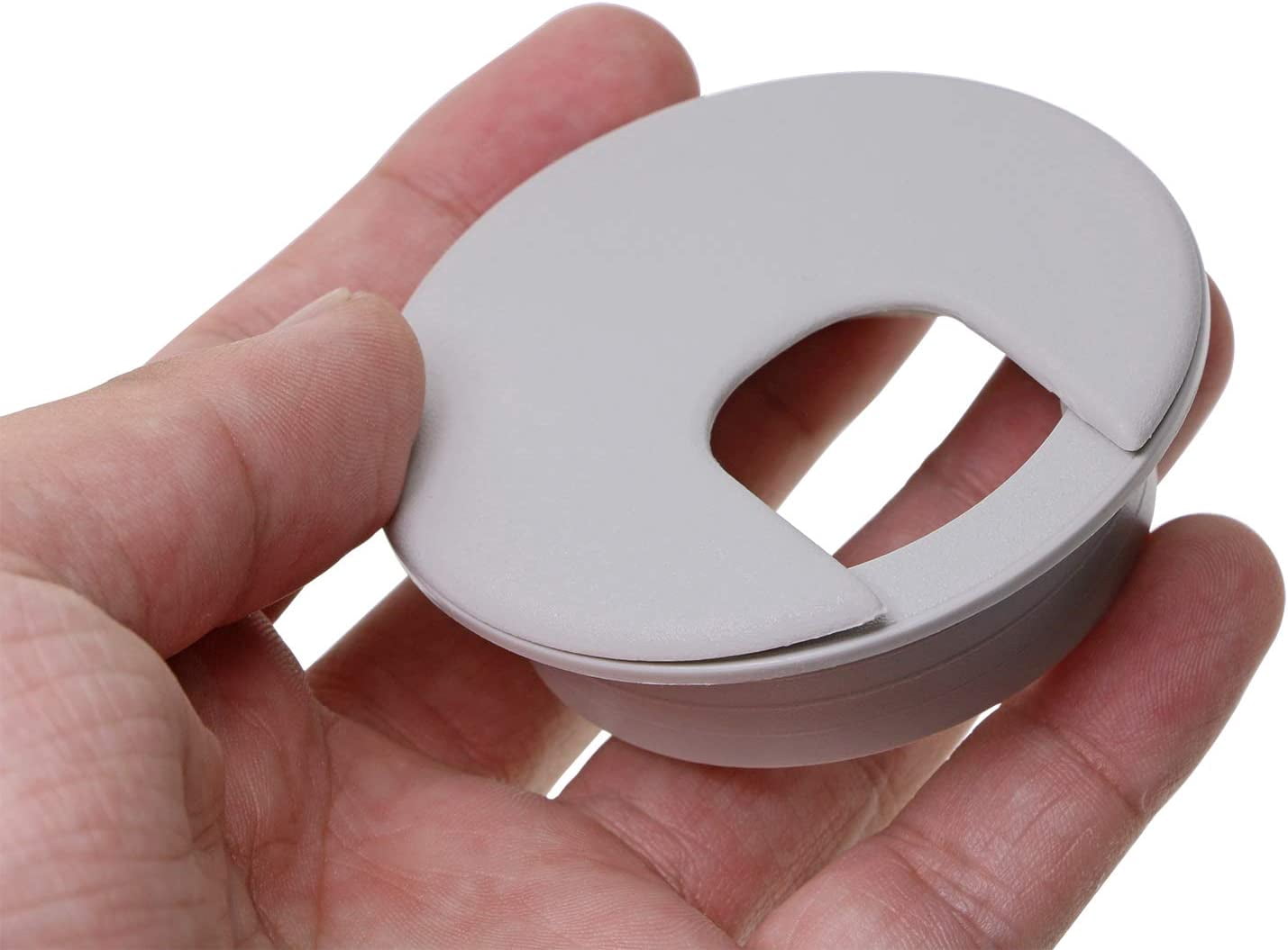 2 i h 10 pcs Plastic Desk Grommet for Wire Cords Cable Flexible Management Lightweight Adjustable Hole Cover Plate Organizer for Office Home Table Cable (Gray)