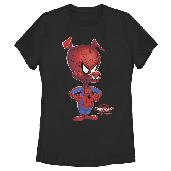 Women's Marvel Spider-Man Spiderverse Spider-Ham Portrait Graphic Tee Black Medium