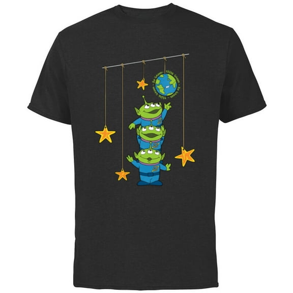 Disney and Pixar’s Toy Story Aliens Earth Day Think Green - Short Sleeve Cotton T-Shirt for Adults - Customized-Black