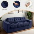 thumbnail image 5 of BYBYME 3 Seater Couch with Tufted Cushion & Backrest,Corduroy Floor Sofa with Armrests for Living Room Bedroom Office,Sofa in A Box,No Assembly Required,Navy, 5 of 8
