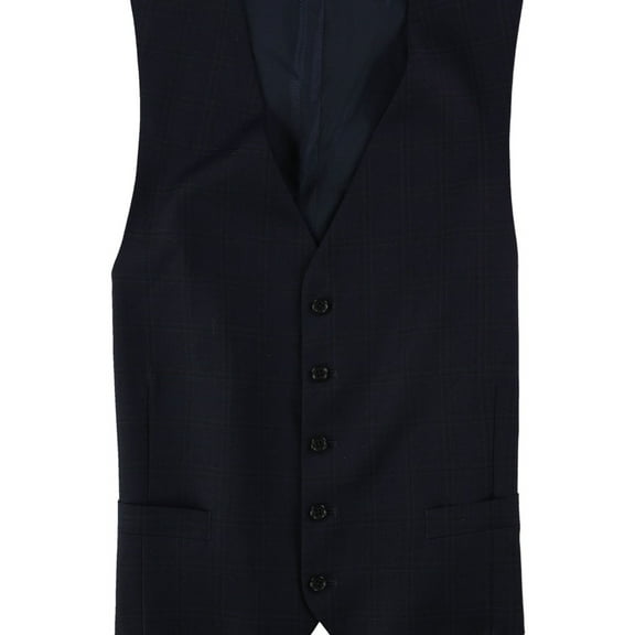 Tags Weekly Mens Plaid Five Button Vest, Blue, XX-Large (Regular)
