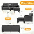 thumbnail image 2 of Magic Union Convertible Sectional Sofa Couch for Living Room, L-Shaped Couch 3 Seats Sofas with Linen Fabric, Movable Ottoman Small Sofa Mid Century for Small Apartments, Living Room and Office,Gray, 2 of 8