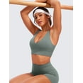 thumbnail image 4 of CRZ YOGA Butterluxe Womens V-Neck Longline Sports Bra Wireless U-Shaped Yoga Padded Crop Top, 4 of 5