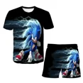thumbnail image 3 of Nueva camiseta de Super Sonic para niños y niñas, traje con estampado de Sonic de Harajuku, camiseta + pantalones cortos, estilo callejero de moda, mangas cortas para niños, 3 of 5