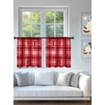 thumbnail image 4 of Sheer Curtains 54 Inch Length 2 Panels Set for Kitchen, Red Plaid Semi Sheer Curtains for Windows, Modern Art Checkered Farmhouse Voile Window Treatments Rod Pocket Curtain, 4 of 7