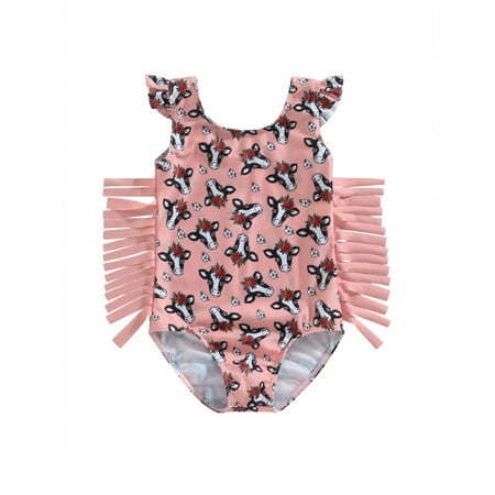 

Bagilaanoe Toddler Baby Girls One-Piece Swimsuit Print Sleeveless Tassel Swimwear 12M 18M 24M 3T 4T 5T Kids Bathing Suit Beachwear