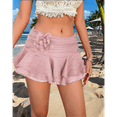 thumbnail image 7 of Women'S Mini Skirt Mesh Flowy Hem Y2K Skirts Multi-Layer Ruffle Trim Skort Pink XL, 7 of 7
