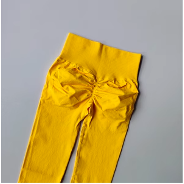 Pantalones deportivos sin costuras para Yoga, mallas deportivas de cintura alta, transparentes, para Yoga, gimnasio, correr, pantalones de secado rápido, pantalones con fruncido en la parte de atrás