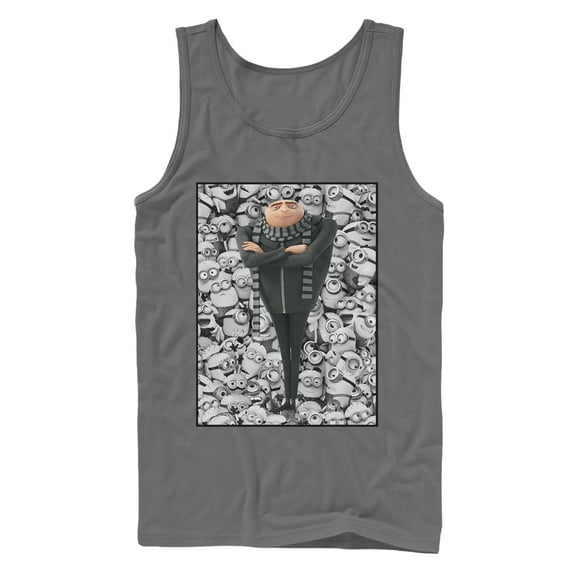 Men's Despicable Me Gru Montage Tank Top Charcoal Small