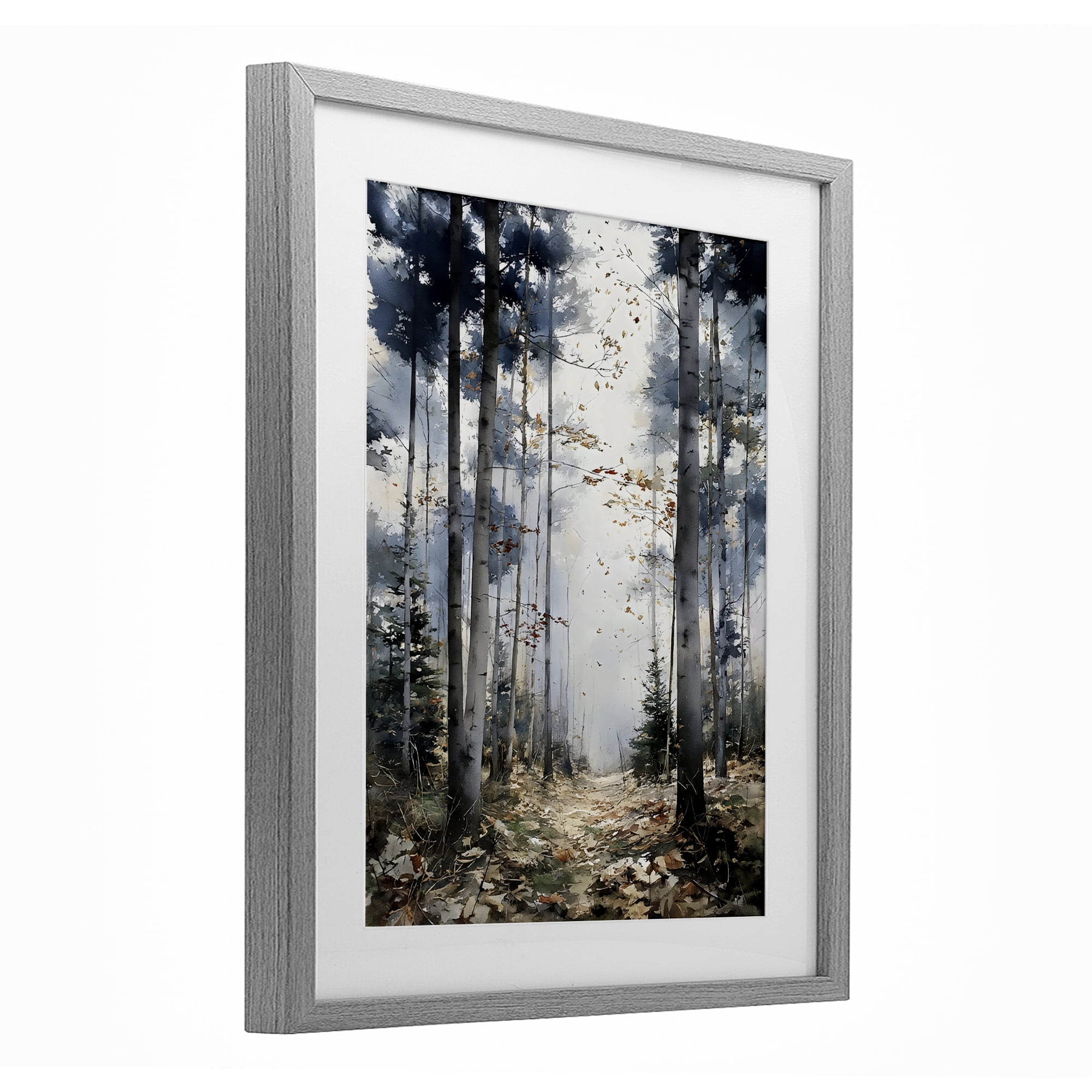 Stupell Industries Cold Woods Birch Forest Gray Framed Print Under Glass, design by Franklyn Gregory