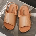 thumbnail image 4 of Mialoley Kid Boy Girl Summer Sandals, Solid Color PVC Flat Bottom Anti-Slip Open Toe Shoes with Adjustable Buckle, 4 of 7
