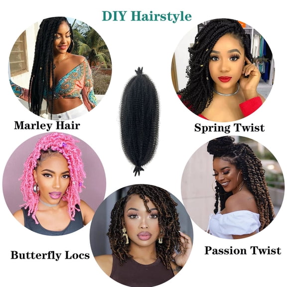 WEIF-Cuban Twist Hair 16 Inch Springy Afro Twist Hair Marley Twist Braiding Hair 2 Packs Soft Spring Afro Kinky Twist Braiding Hair Extension Wrapping Hair for Soft Locs Marley Hair for Faux Locs