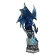 thumbnail image 4 of Armored Blue Guardian Water Elemental Dragon On LED Crystals Pedestal Figurine, 4 of 11