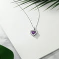 thumbnail image 5 of Gem Stone King 10K White Gold Purple Amethyst and White Diamond Pendant Necklace for Women (0.70 Cttw, Gemstone February Birthstone, Heart Shape 6MM, with 18 inch Chain), 5 of 5