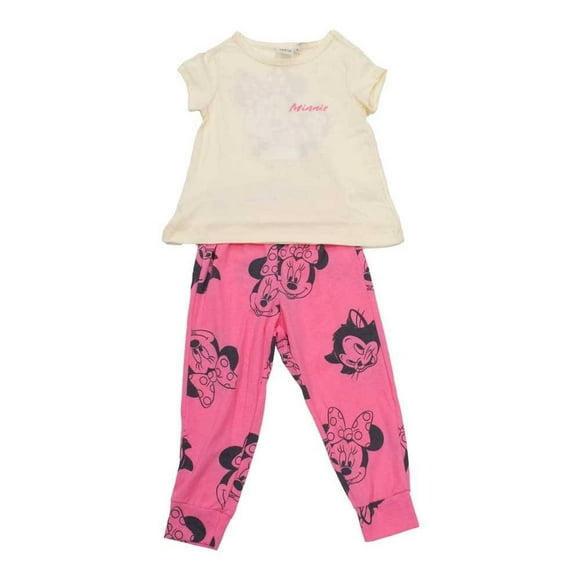 Set Pijama Minnie para Niña 2 Piezas Estampado Minnie Beige y Rosa Talla 2
