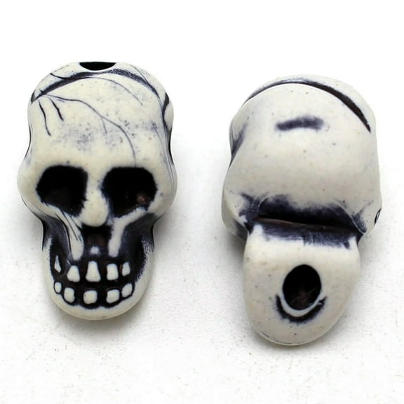U8MO 25 White Acrylic Halloween Gothic Skeleton Skull Beads 21X13mm Chunky Beads