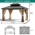 thumbnail image 4 of Accreate 10x13 FT Outdoor Galvanised Steel Hardtop Gazebo, Double Roof Gazebo with Netting and Sunshade Curtains, Aluminium Framed Gazebo for Patio Terrace Lawn Deck, Khaki, 4 of 6