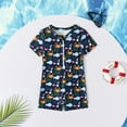 thumbnail image 2 of shqvo Boys Swimsuit One Piece Quarter Zipper Rash Guard Swimwear Cute Sea Animal Print Bathing Suit Summer Swimwear for Toddler Baby, 2 of 4