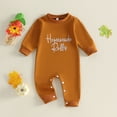 thumbnail image 2 of CAICJ98 Newborn Baby Boy Halloween Outfits Letter Print Romper Long Sleeve Crew Neck Fall Jumpsuit (Orange,0-3 Months), 2 of 4