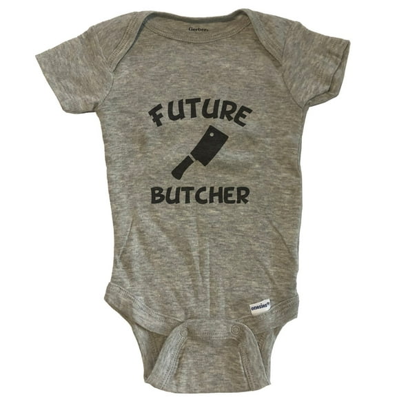 Future Butcher Cute Meat Cleaver Baby Bodysuit - One Piece Baby Bodysuit - Grey