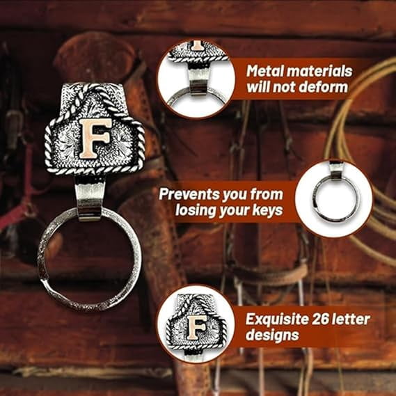 Collaboraten Vintage Letter Keychain, 26 Letters Western Cowboy Style ...