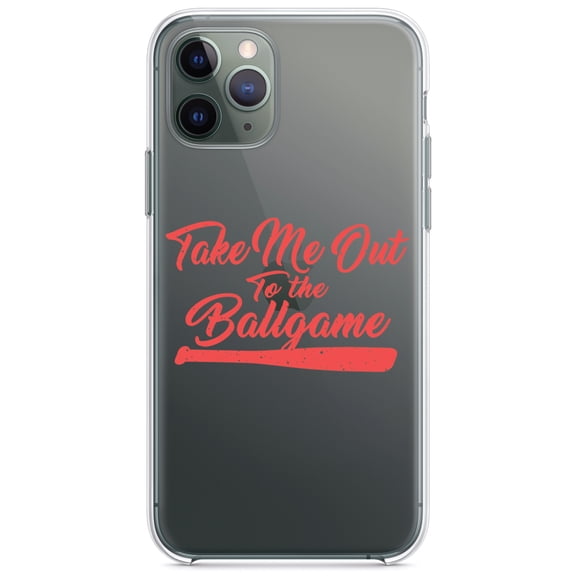 DistinctInk Clear Shockproof Hybrid Case for iPhone 11 (6.1" Screen) - TPU Bumper Acrylic Back Tempered Glass Screen Protector - Take Me Out to the Ballgame Baseball