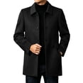 thumbnail image 2 of Jackets for Men, Men's Single Breasted Overcoat Mid Length Business Casual Coat, Turn Down Collar Tailored Fit, for Office Travel Formal Outerwear, 2 of 6