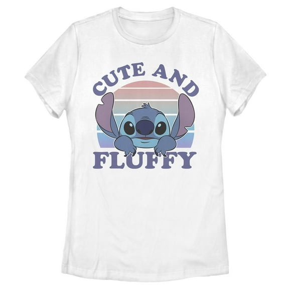 Women's Lilo & Stitch Cute and Fluffy Graphic Tee White Medium