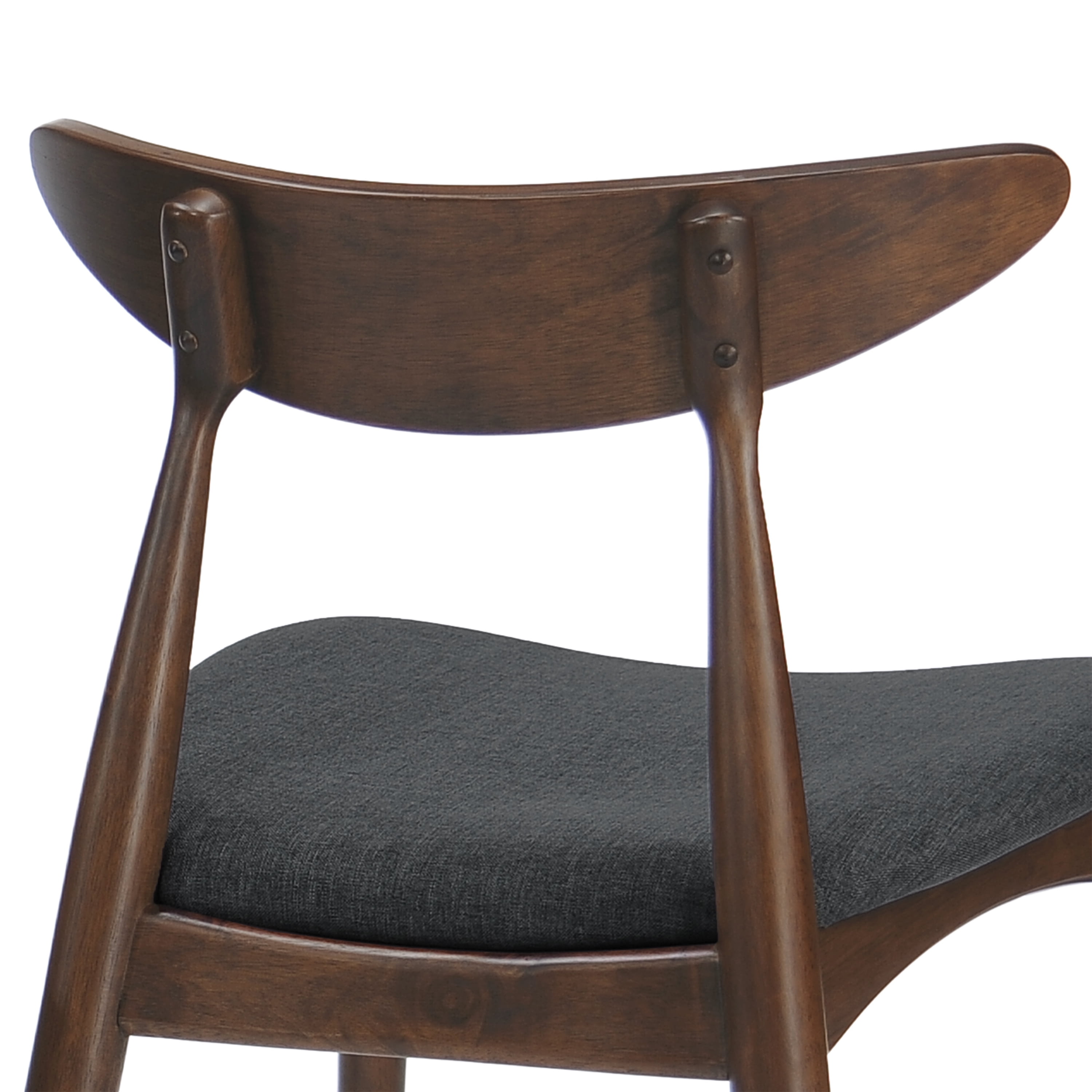 Noble House Branson Indoor Dining Chairs (Set of 2), Charcoal, Walnut