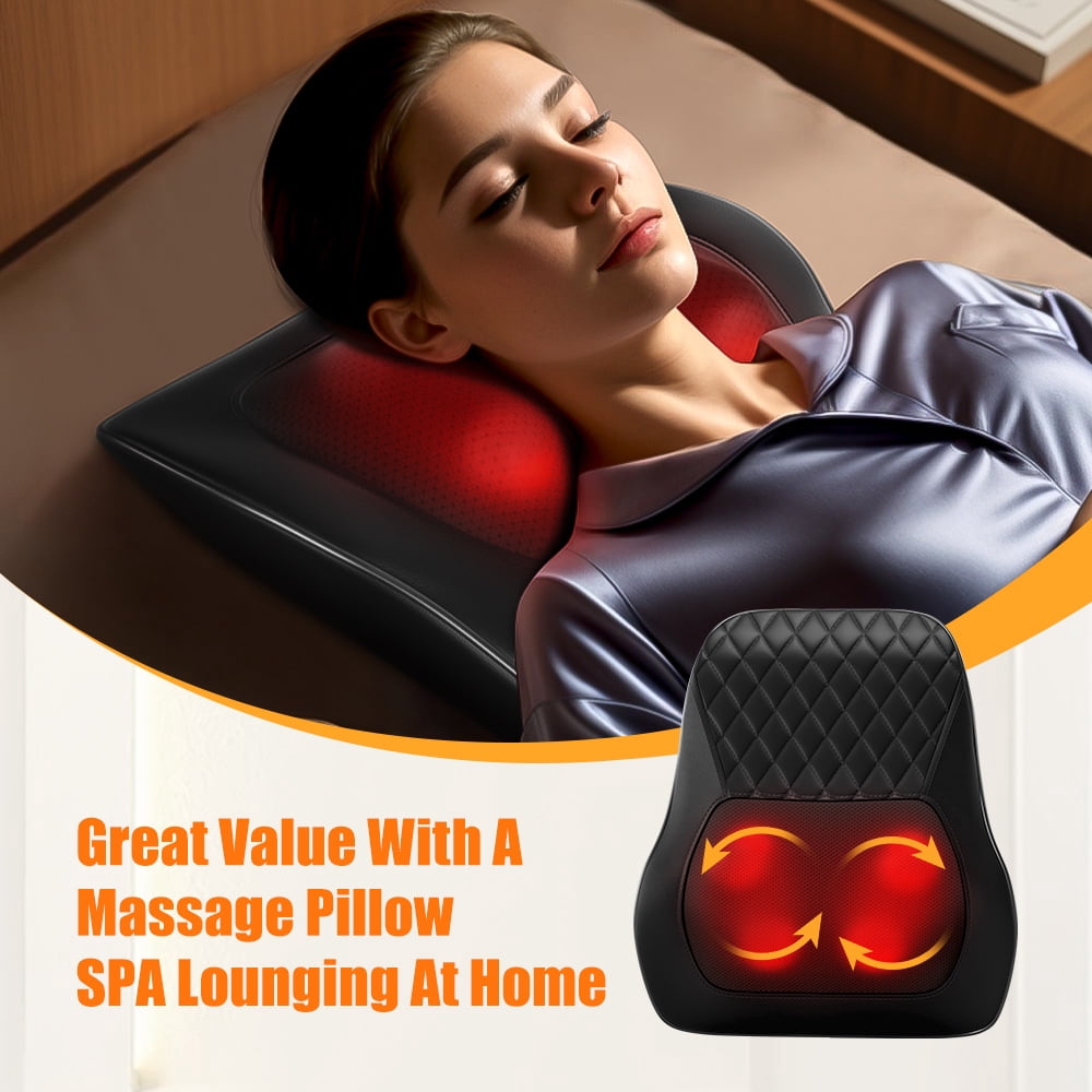 Nuvrek Shiatsu Neck and Shoulder Massager Pillow with 3D Deep Tissue Kneading